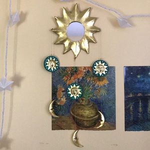 Boho gold sun and moon hanging mobile